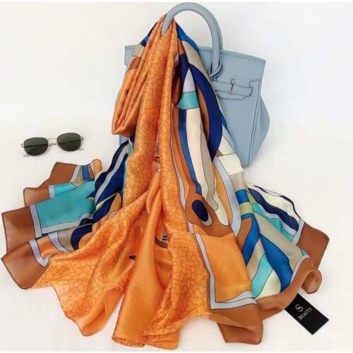 Cool Horse Print Silk Feeling Long Foulard Spring Summer Beach Party Office Use Scarf Head Hijab Bandana For Female Accessories