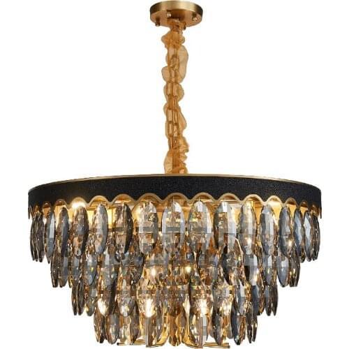 Contemporary Luxury Crystal Chandeliers Lighting Smoky Grey Dining Room Cristal Lamps Villa Hotel Decor E14 Metal Light Fixture