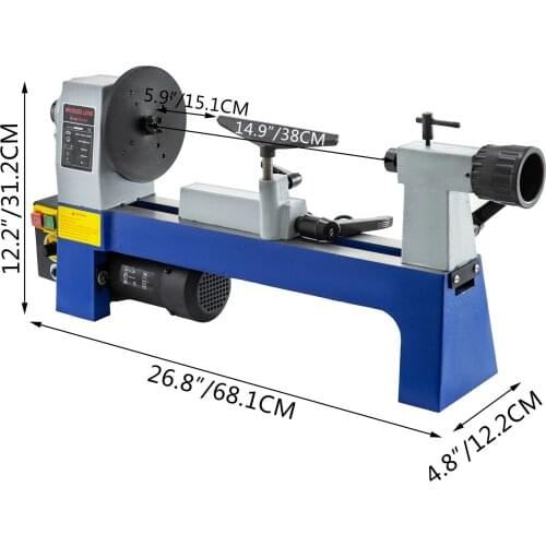 OldFe Wood Lathe 500-3200 rpm Variable Speed 8 X 12 Inch Wood Lathe with 1 / 3hp Motor and MT1 Spindle