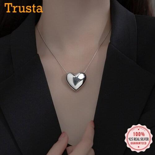 TrustDavis Real 925 Sterling Silver Temperament Romantic Heart Pendant Short Necklace For Women Wedding Party Jewelry DA2335