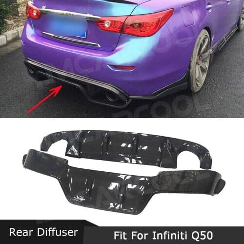 2 PCS Rear Lip Diffuser Spoiler For Infiniti Q50 Q50S Standard sport 2014 - 2017 J Style Carbon Fiber Rear Hugger Bumper Plate