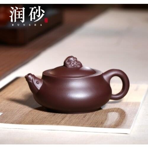 ★Embellish sand gift yixing recommended pure manual undressed ore old purple clay looks at pot of kung fu tea set