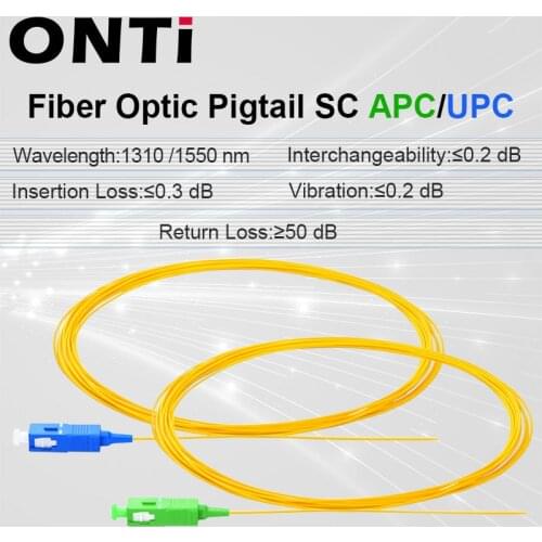 ONTi 20/50/100/200PCS SC APC/UPC Fiber Optic Pigtail 1310/1550nm Single Mode 9/125um