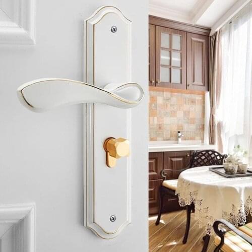 WSHYUFEI Light luxury aluminum alloy door lock Bedroom Anti-theft mute door lock Home Security key Furniture Hardware