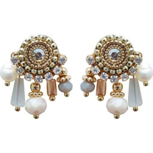 Bohemian Clip Earrings Crystal Zircon Women Vintage Stud Earings Non Piercing Retro Ethnic Ear Rings Jewelry For Woman Ladies