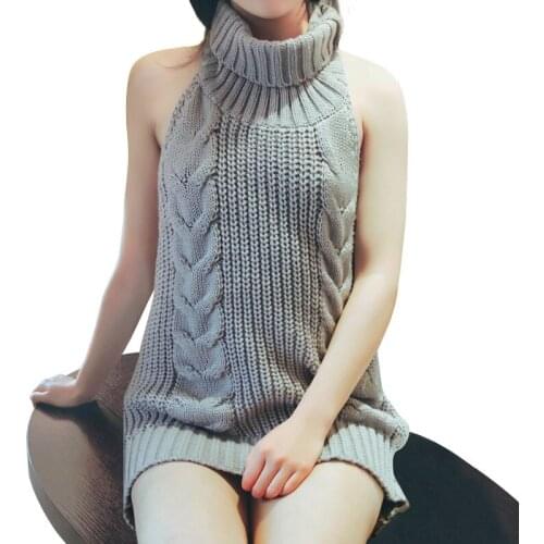 Japanese Coser Women Crochet Swimsuit Sweater Sexy back opening backless knit tunic high neck one piece Bathing Suits Free size