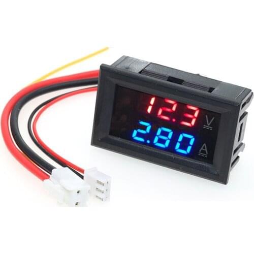0.28"led DC0-100V 10A Digital Voltmeter Ammeter 2 in1 Multimeter 12V/24V Voltage Ampere Meter Volt Amp Gauge Panel Dual Display
