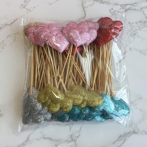 100pcs Mini Heart Star Cupcake Toppers Birthday Cake Topper Decorating Picks Kids Wedding Party Decorations Baby Shower Favors