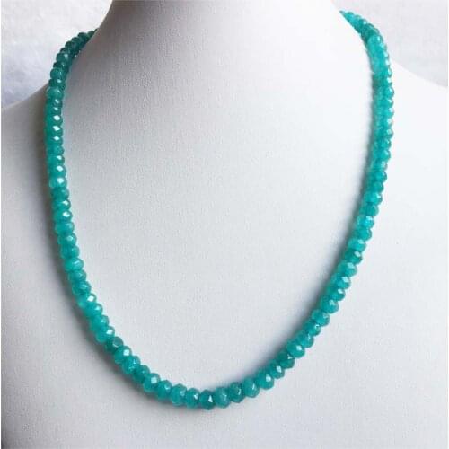 4*6MM Faceted Amazonite Deep Blue Color Jasper Necklace Natural Stone Jade Chocker Wholesale Beads Mother Daughter 40/45/50/55cm