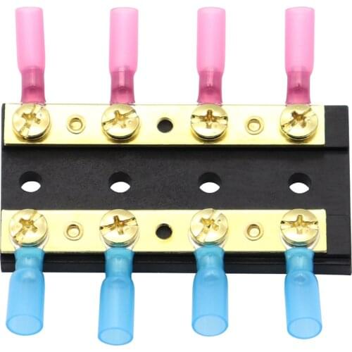 4Gang Dual Bus Bar 60A 32V Positive Negative Bus Bar With 8 Heat Shrink Ring Terminals for Car Auto Boat Marine Caravan RV Parts