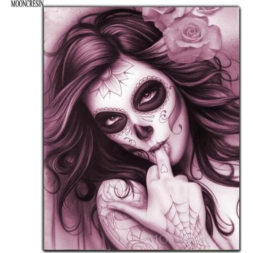 5D Diy Diamond Painting Cross Stitch Devil Girl Sucking Finger Needlework Diamond Embroidery Full Round Mosaic Decoration Resin