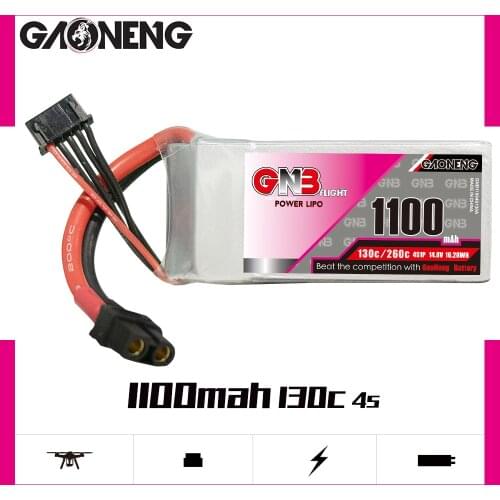 Gaoneng GNB 1100mAh 4S1P 14.8V 130C/260C Lipo Battery With XT60 Plug For FPV Racing Drone Quadcopter Helicopter Multirotor Parts