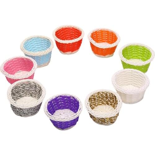 4 Colorful Bamboo Bunny Baskets, Round Egg Sugar Baskets, Easter Childrens Day Props For Childrens Festival Gift Parties
