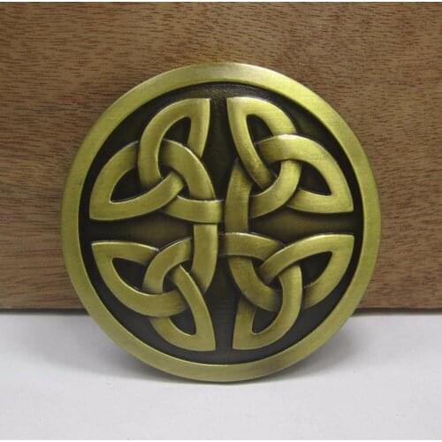 BuckleClub wholesale retro western celtic knot jeans gift belt buckle FP-02977-1 ANTIQUE BRASS FINISH for men 4cm width loop