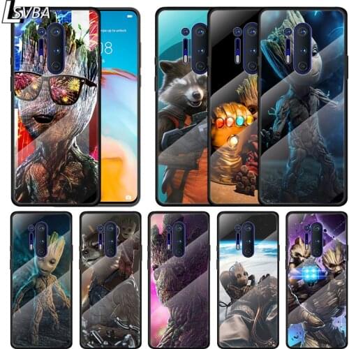 Marvel Avengers Super Hero Groot For Oneplus 9R 9 8T 8 Nord Z 7T 7 Pro 5G Tempered Glass Shell Phone Case Cover
