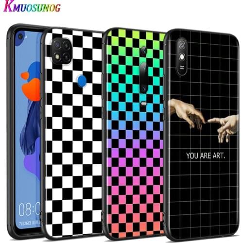 Silicone Cover Checked Checkerboard Art For Xiaomi Redmi 9T 9 9C 9A 9AT 9i 8 8A 7 6 Pro 7A 6A 5 5A 4X Plus Phone Case
