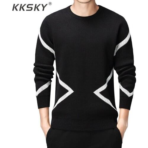 Black Mens Sweaters Long Sleeve Pullovers Homme 2019 Autumn O-neck Sweater Dress For Men Warm Brand Kinttwear Plus Size 3XL