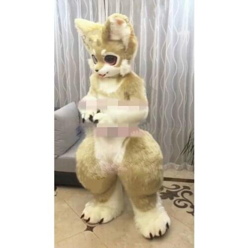 Long Fur Husky Dog Wolf Fursuit Plush Mascot Costume Cosplay Fancy Dress Carnival Event Stage Performance Suits Free Shipping