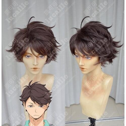 Haikyuu!! Volleyball Toru Oikawa Toor Short Brown Shaggy Layered Tooru Heat Resistant Cosplay Costume Wig