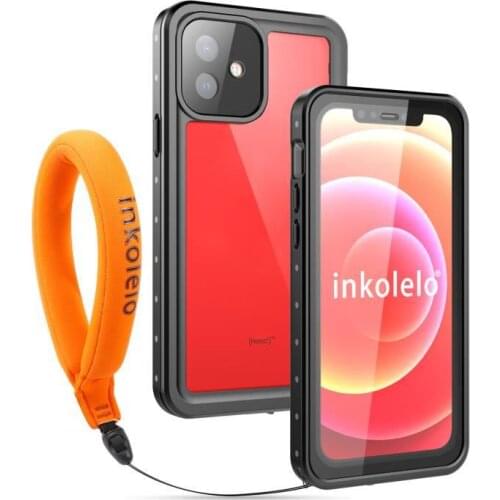 Inkolelo iPhone 12 Waterproof Case Built-in Screen IP68 Full Sealed Shockproof Cover for Summer Swimming Diving Matte Black