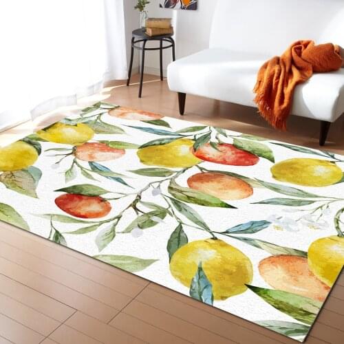 Grapefruit Lemon Leaves Watercolor Painting Carpets for Bedroom Home Decor Carpets Kawaii Rugs and Carpets for Home Living Room