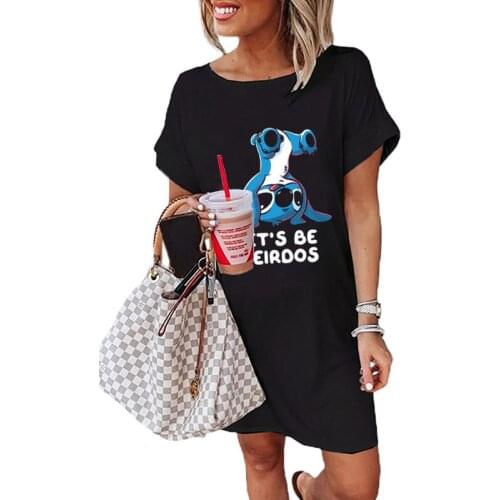 Lilo Stitch Summer Womens Dress 2021 Kawaii Cartoon Female Clothing Black Fashion Dresses for Women Plus Size Gothic Clothes