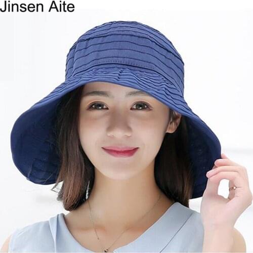 Jinsen Aite Summer UV Protection Folding Sun Hat Female Outdoor Parent-child Sun Hats Adjustable Casual Women and Kids Cap JS155