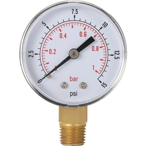 ACEHE New Low Pressure Gauge For Fuel Air Oil Or Water 50mm 0-15 PSI 0-1 Bar 1/4 Inch BSPT TS-50 Double Scale Measurer