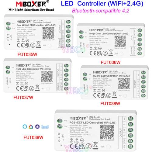 Miboxer 2.4G WiFi RGB LED Controller Bluetooth-compatible 4.2 DC12V 24V Max 12A dimming/CCT/RGB/RGBW/RGB CCT Tuya Light Dimmer