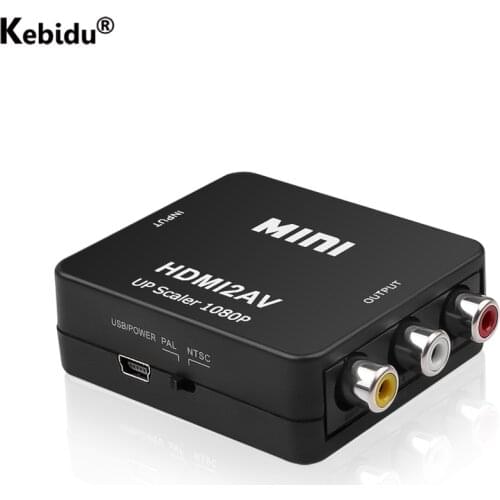 MINI 1080P HDMI-compatible TO AV Converter BOX HD Video Converter Box HDMI2RCA AV/CVSB L/R Video Mini HDMI2AV Support NTSC PAL