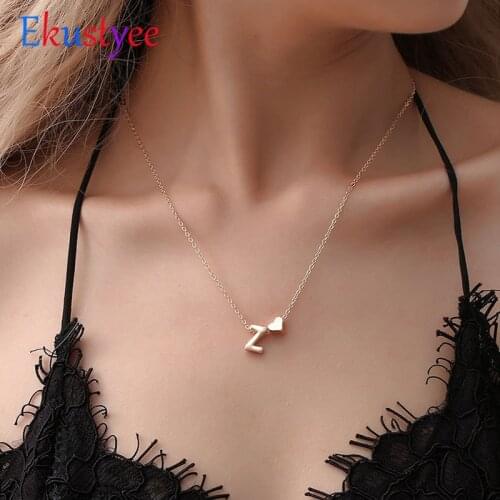 Fashion Tiny Dainty Heart Necklace for women Letter Necklace Name Jewelry accessories girlfriend gift