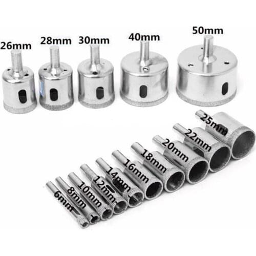 15Pcs Diamond Coated Drill Bit Set Tile Glass Hole Opener Ceramic Marble Beads Polisher Hole Saw Drilling Bits For Power Tool