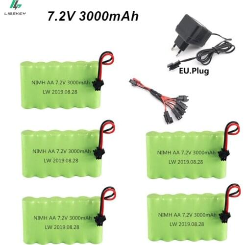 Ni-MH 7.2v 3000mah Battery + USB Charger For Rc toys Car Tank Train Robot Boats Guns AA 7.2v NiMH Rechargeable Battery Pack