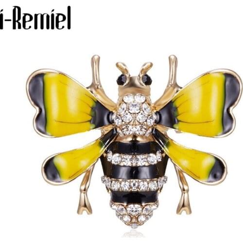 New Fashion Bee Crystal Enamel Brooch Pin Cute Insect Hijab Pins Scarf Buckle Jewelry Brooches for Women Clothing Accessories