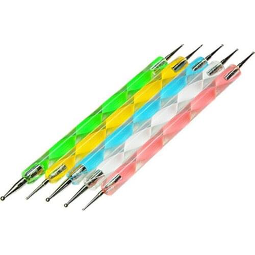 New 5pcs/Set Nail Art Dotting Marbleizing Pen Crystal Spiral Nail Dotting Pen Manicure Tool D0002
