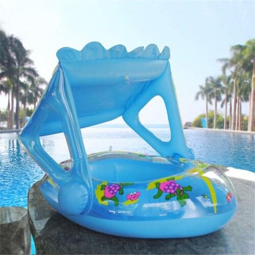 New Inflatable Swimming Ring Toddler Swim Boat Swimming Training Toys Summer Baby Child Swimming Pool Water Seat With Canopy