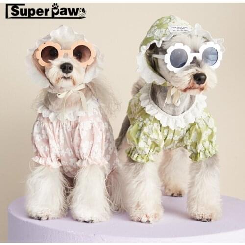 New Pet Dog Spring Flower Shirt Clothes Princess Style Cap Costumes For Small Medium Dogs French Bulldog Schnauzer Yorkie YHC70