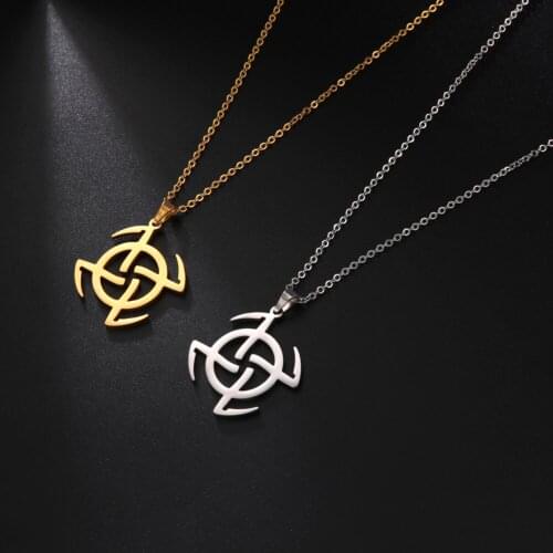 Cazador Hollow Swastika Pendant Necklace Kolovrat Symbol Stainless Steel Necklaces For Men Vintage Jewelry Wholesale 2021 New
