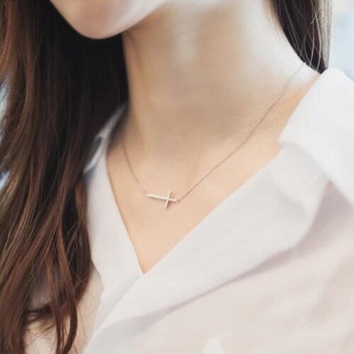 Sole Memory Personality Cross Sweet Simple Wild Student Gift 925 Sterling Silver Clavicle Chain Female Necklace SNE380
