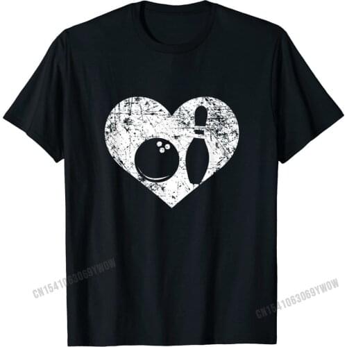 I Love Bowling Shirt, Funny Cute Bowler Heart Gift Cotton Design Tops Shirt Funny Adult T Shirt Casual