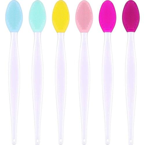 20pcs Exfoliating Lip Brush Nose Cleaning Brush Double Side Soft Silicone Lip Scrub Tool & Nose Blackhead Remove Brush