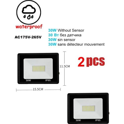 2 pcs 220V 10-100W LED FloodLight Spotlight Exterior Street wall reflector Radar light Motion Sensor LED Lamp Waterproof Garden