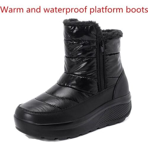Warm Winter Shoe; Pu Side Zipper Waterproof Fashionable And Comfortable Non-Slip Thick Bottom WomenS Boots Size 42