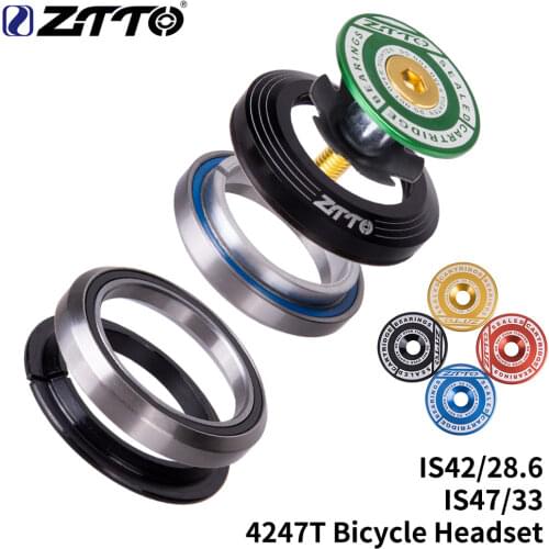ZTTO MTB IS42/47mm Bicycle Headset CNC 1 1/8"-1 1/4" 1.25 inch 33mm Bike Tapered Tube Fork Integrated Angular Contact Bearing