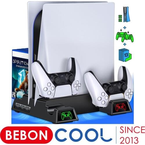For PS5 Console Dual Controller Charger Vertical Stand Fast Charging Station With Cooling Fan For Playstation 5 PS5 Accessories