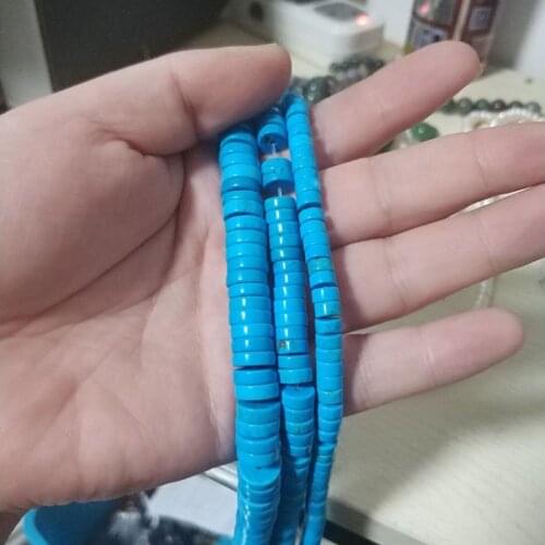 High Quality Natural Blue Turquoises Stone 6/8/10mm Spacer Shape Necklace Bracelet Jewelry DIY Gem Loose Beads 38cm wk210