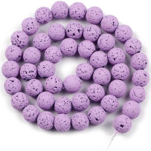YHBZRET Light Purple Volcanic Natural Lava Stone Beads Round Spacer Loose beads for Jewelry making DIY bracelet 4/6/8/10/12MM