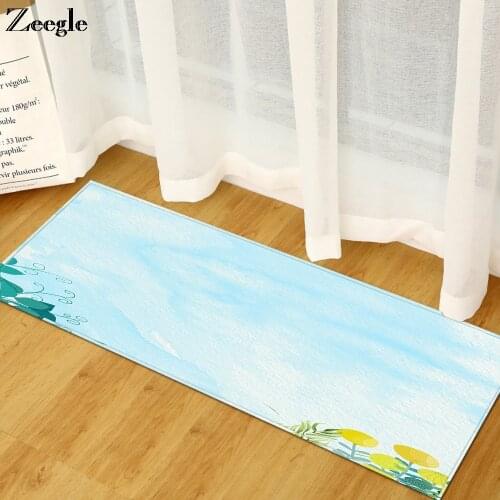 Zeegle Carpet Anti-slip Kitchen Rug Flannel Living Room Floor Rug Bedside Carpet Mat Kids Room Area Rug Washable Sofa Foot Mat