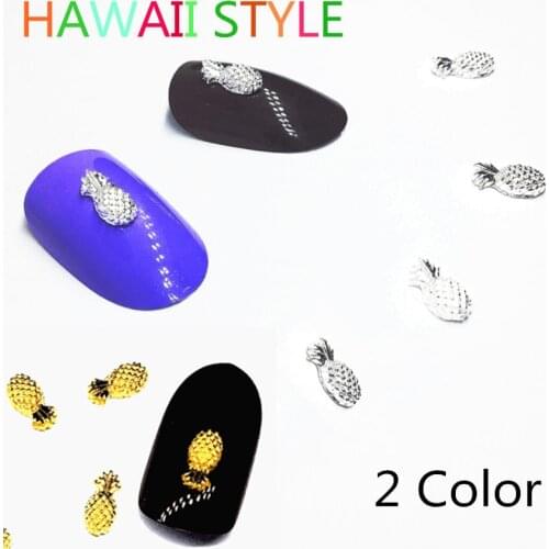 Gold/Silver Pineapple Nail Art Metal Decorations Hawaii Charms Accessoires Ananas Pistol nail design summer Fruit
