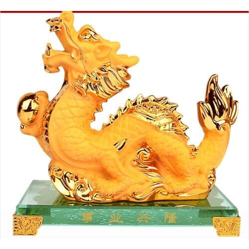 Gold Chinese zodiac Dragon snake big golden zodiac Animal brings handicraft furnishing exquisite gift sculpture home decoration